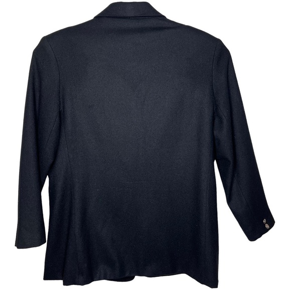 VTG Dumas Wool Car Coat Black Size 16 Double Breasted Crest Buttons Notch Collar - Picture 4 of 14